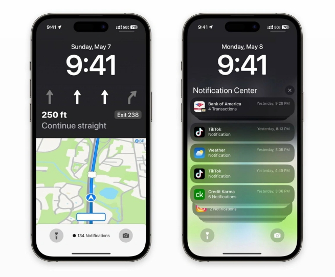 革吉苹果维修服务分享iOS17锁屏地图导航半屏显示长什么样 